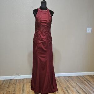 Elegant Burgundy Evening Gown